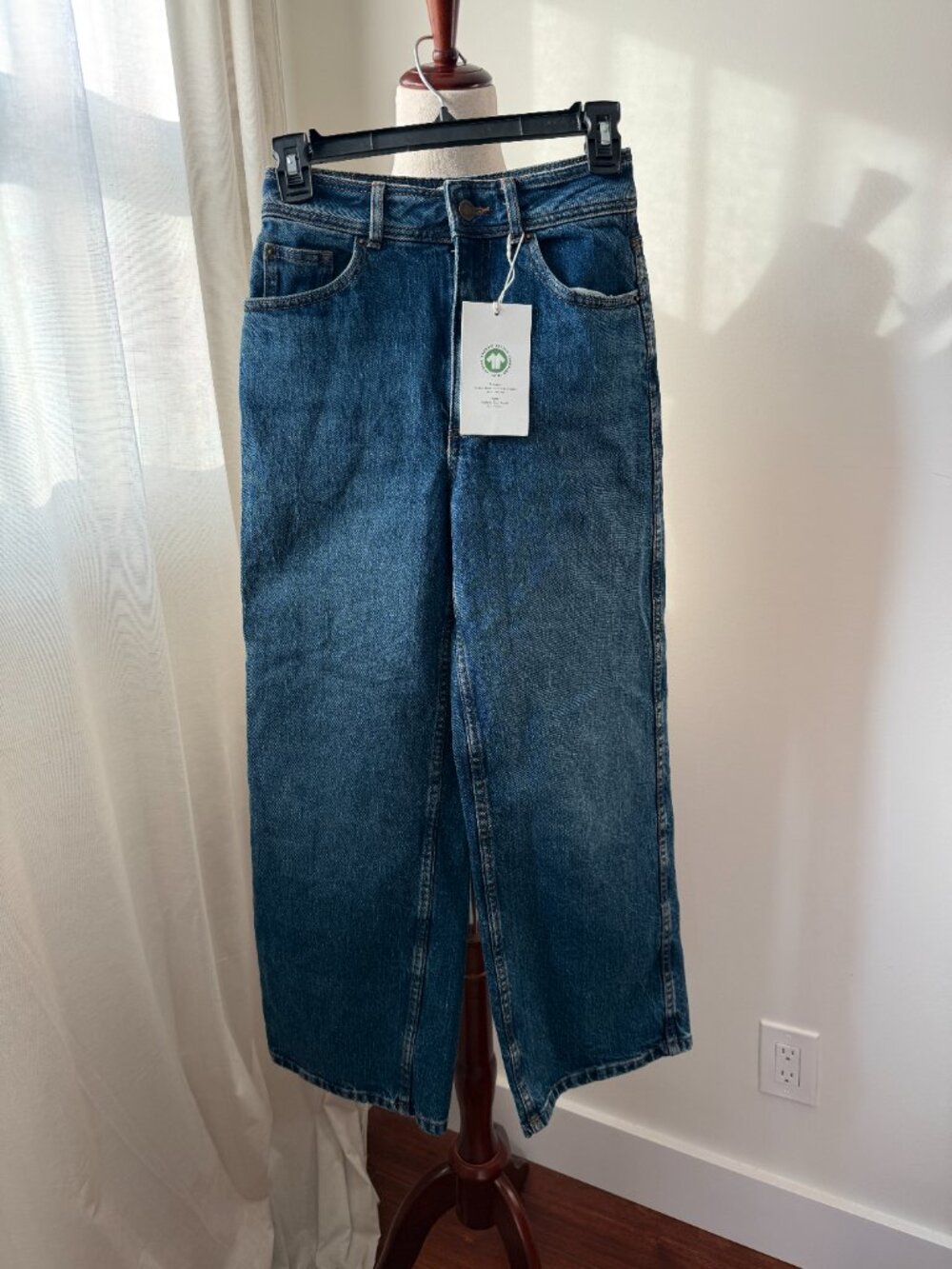 Sézane Le Crop Wide Leg Jeans Size 34 NWT High Rise Cropped Blue Denim 7/8 - Picture 2 of 9